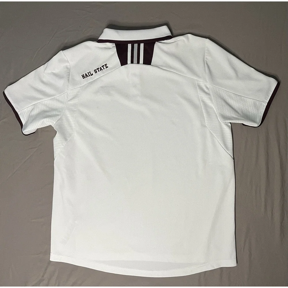 Adidas Mississippi State Bulldogs Polo Shirt Men's XL White Climalite Football